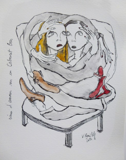 Scène D'amour Sur Un Tabouret Bas