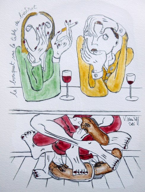 Le Bouquet Sous La Table Du Bistrot